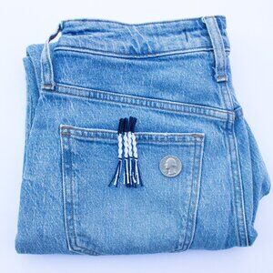 Tiny Tzitzit, 3" Mini Handmade Tzitziyot, white and dark blue, baby tzit tzits